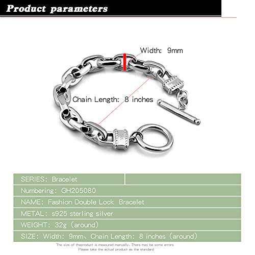 Pulsera sólida de plata 925 estilo Punk Dankadi 8 pulg miniatura 3