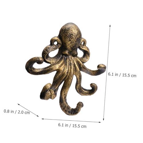 Crochet octopus en fer mural 15 cm doré avec multiples supports de suspension