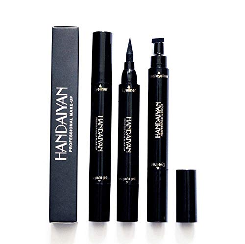 2 in 1 Winged Eyeliner Pencil Stamp - Perfect Cat Eye Vamp Liquid Black Quick Flick Wingliner Waterproof Stencil Wing Long Lasting Smudgeproof Natural Smooth (1 Pack)