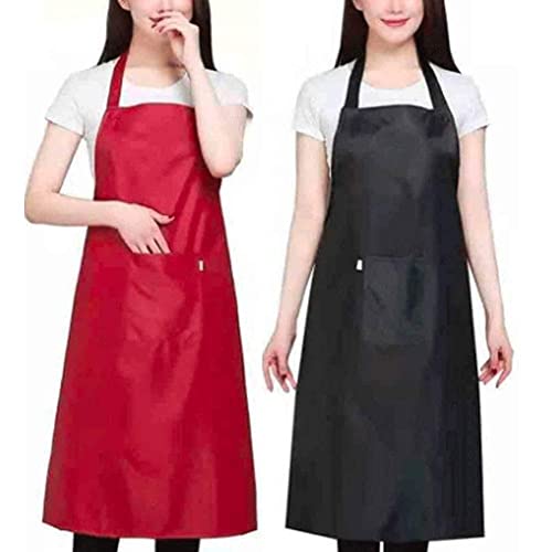 Home Waterproof Rubber Vinyl Apron - Best For Staying Dry When Dishwashing, Lab Work, Butcher, Dog Grooming, Cleaning Fish - Industrial Chemical Resistant Plastic,Woman Waterproof Apron（Red) #TOP4