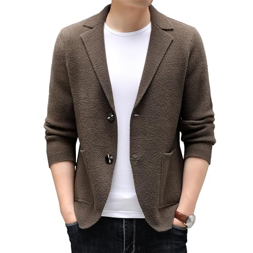 Men's Blazer Collar Two Button Sweater Slim Fit Cardigan Winter Sweater Casual Solid Sweaters with Pockets2