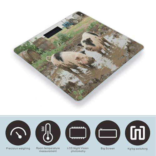 Báscula Digital de Baño Farm Animal Pig con Pantalla LED miniatura 3