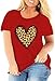 Plus Size Valentines Shirts for Women Heart Print Graphic Tees Teacher Valentine Shirt Casual Tops(Red1,2XL)