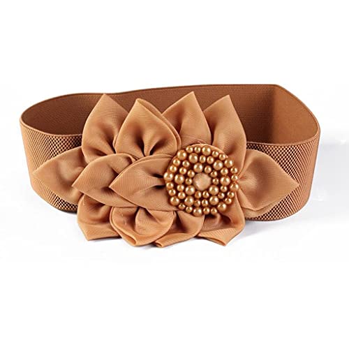 Beaded Elastic Flower Cummerbunds Female Dress Corsets Waistband Belts Bow Decoration Wide Belt