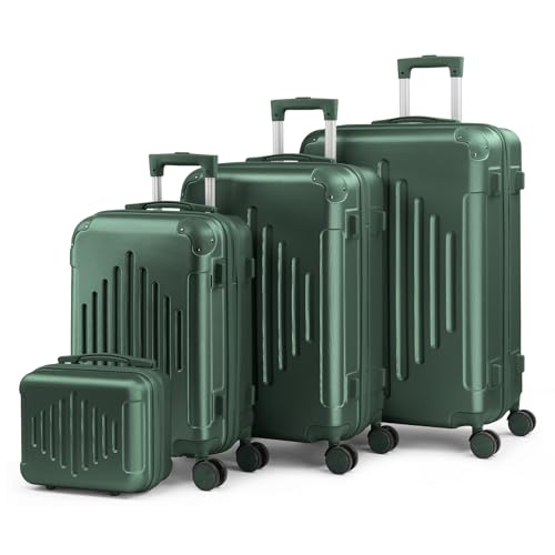 LALAHO Set de 4 Valises de Voyage avec Vanity Case, Valise Grande Taille, Valise Moyenne, Valise Cabine, ABS avec Coins Renforcés, roulettes Pivotantes 360°,...