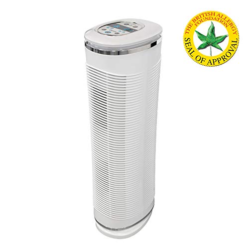 HoMedics HEPA Air Purifier - At Home Purifier Fan, Alleviates Allergy Infected Air, Eliminates up to 99% of Airborne Allergens, British Allergy Foundation Approved, Remote Control for Easy Use - White