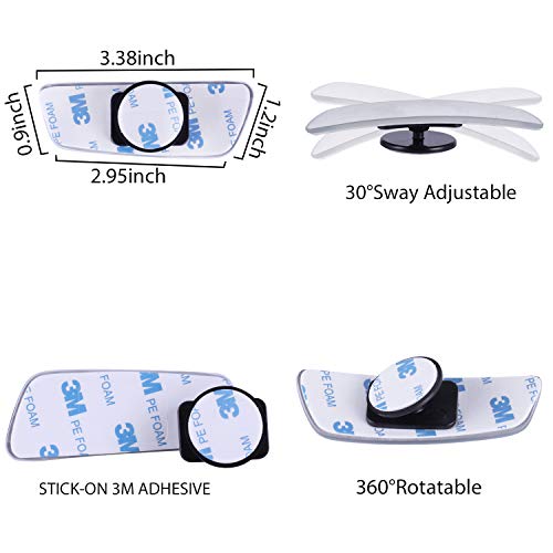 Livtee Blind Spot Mirror, Rectangular Shaped Hd Glass Frameless Convex Rear View Mirror With Wide Angle Adjustable Stick For Cars Suv And Trucks, Pack Of 2 #TOP2