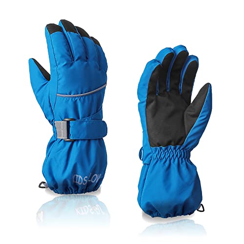 Durio Toddler Snow Gloves Waterproof for Toddler Girls Boys Warm Toddler Winter Gloves Toddler Ski Gloves Blue 3-6 Years