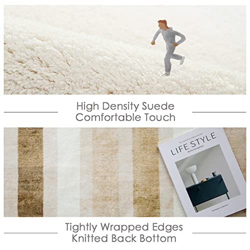 Finoren Gradient Stripes Area Rugs For Living Room,Bedroom,Hallway,Dining Room,Non-Shedding,Non Slip Backing,Floor Decoration Carpets,Brown-White,5'X7' #TOP4