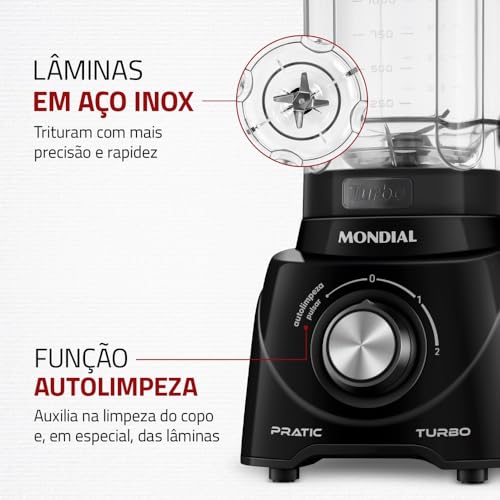 Liquidificador Pratic Turbo, Mondial, Preto, 550W, 220V - L-98-B