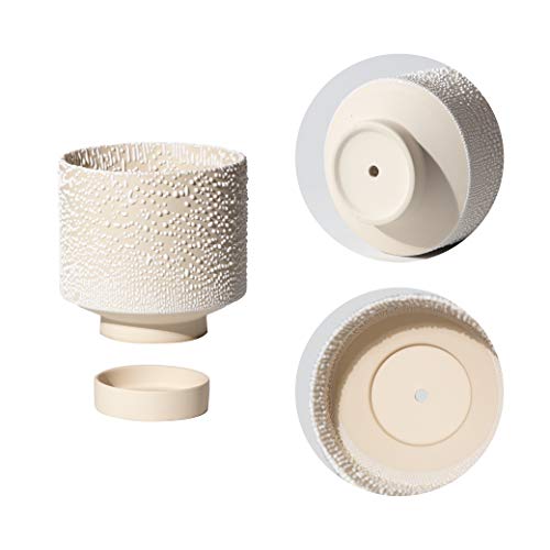 Ubee Planter Ceramic Flower Pot For Indoor Plants | 5.5 Inch + 4.9 Inch Plant Pots With Drainage Hole And Saucer For Aloe, Snake Plants, Pothos, Orchid, Beige With White Glaze Dot #TOP4