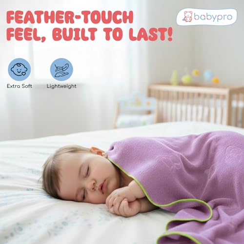 Image of BabyPro Microfiber Baby Bath Towel for Boys & Girls, 0-5 Years, 70 x 110 cm | 100%Cotton, Ultra Soft, Quick Dry, Ultra Absorbent, Lightweight, Lavender