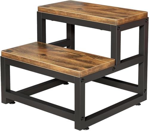 LIANTRAL Marchepied Pour Adultes Et Enfants, Tabouret à 2 Niveaux, En Acier Robuste Et Tabouret En Bois Stable, Capacité De Charge Jusqu'à 200 Kg