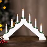Marco Paul White Wooden Christmas Candle Bridge - 7 Warm White Faux Christmas Window Lights Battery Powered - Traditional Indoor Xmas Candle Arch for Windowsill or Mantelpiece