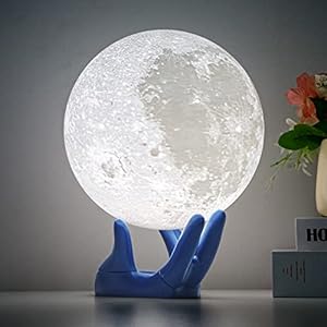 BRIGHTWORLD Moon Lamp, 7.1 inch 3D Printing Moon Light 16 Colors Night Light Birthday Gift for Kids Girls Boys Women…