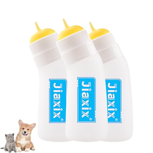 3 Pack Kitten Silicone Nursing Bottle,Silicone Feeding Nipple, Reusable Newborn Kitten Supplies, Suitable for Feeding Kitten, Puppy, Rabbit, Hamster (Yellow, Small)