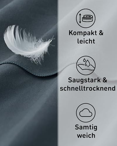 Fit-Flip Microfaser Handtücher - kompakt und leicht – für Reisen, Sport und Strand - Mikrofaser Handtuch schnelltrocknend – als Sauna und Badetuch groß (1x 100x50cm, Cool Grey)