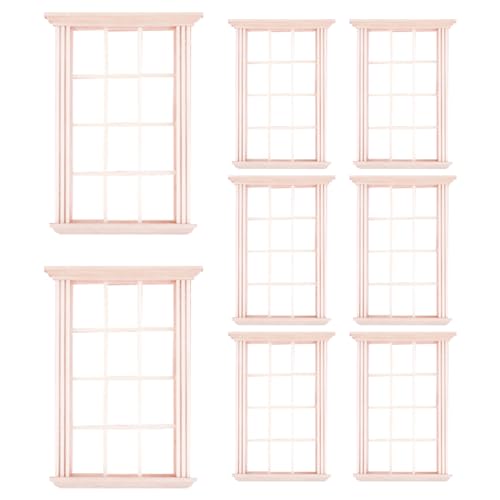 Fenêtre de maison de poupée 1:12 en bois | Lot de 8 mini cadres à 12 grilles pour bricolage