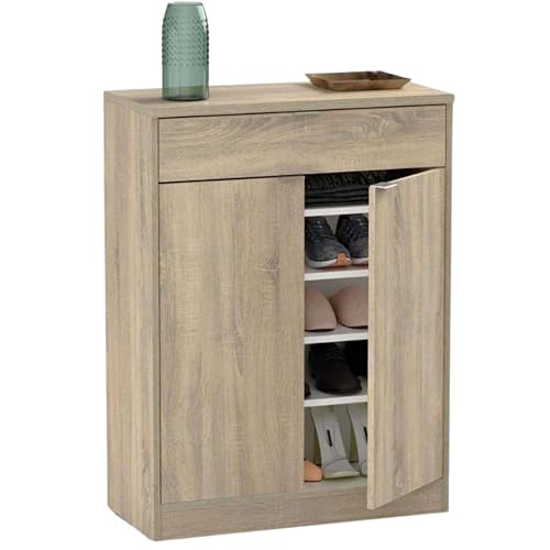 Abitti Zapatero Recibidor Multiestancia Berlín Estilo Natural en Color Roble Cambrian con 1 Cajón y 4 Estantes 75x101x37 cm