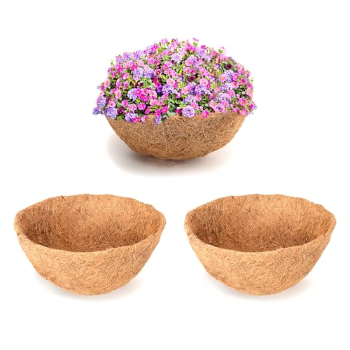 3 Pieces 16 Inch Round Coco Liners Hanging Basket Replacement, Natural Coconut Coco Fiber Liner Planter Basket Liners for Hanging Garden Basket Flower Pot Plants Vegetables