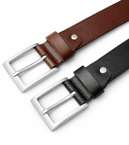 Image of Men's Genuine Leather Belt | Formal & Casual Wear | Pin Buckle, Adjustable Fit for Jeans & Trousers