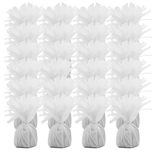 Pesi per palloncini, confezione da 24, colore bianco, anti-sventolamento, pesanti pesi da tavolo per compleanni, matrimoni, Halloween, feste di Natale