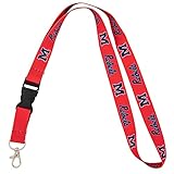 Desert Cactus University of Mississippi Lanyard Rebels Ole Miss U of M Car Keys ID Badge Holder Keychain Detachable Breakaway Snap Buckle (Red)