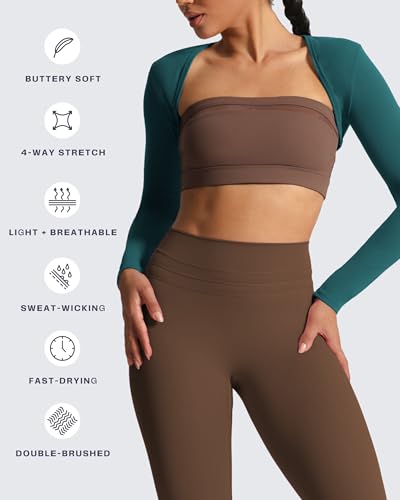 Image of Aoxjox Women's Lexi Lined Bolero Shrug | workout long sleeve,waist-defining cropped fit,open front cardigan,buttery soft fabric,layering,yoga,gym,daily wear