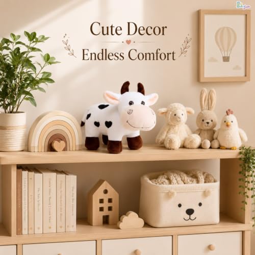 Image of Daisy Cow Soft Toy (50CM) Cartoon White - Brown Plush Stuffed Animal| Baby Plush Toy Stuff Toy| Cute Cuddly Dino Teddy for Kids and Babies | Huggable Soft Toy Birthday Gift for Boys and Girls Kids