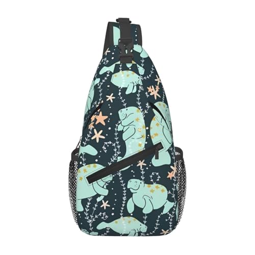 Sac à bandoulière pour homme style veau animal Manatee voyage et sport