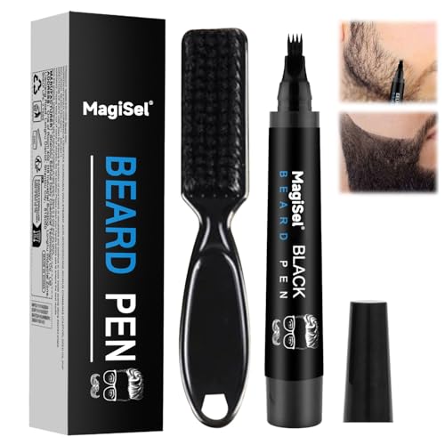 Penna Per Barba, Penna Per Riempimento Barba, Set Pennas Pers Riempimento Barbas, Strumento Dare Volume E Definizione Alla, Ideale Pers Uomo Con Barbas Rada O Con Zone Diradate (Nero)