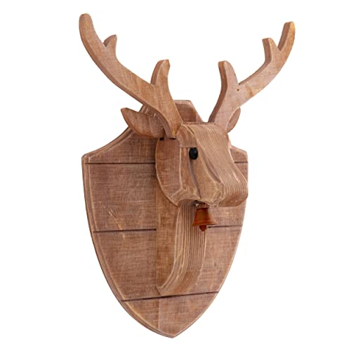 VALERY MADELYN Weihnachtsdeko, Hirsch Wanddeko aus Holz, Hirschkopf Geweih, Wandskulptur für Weihnachtsfeier Schaufenster 34x25x13cm Cover