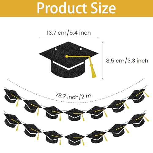Image of Graduation Grad Caps Banner Garland, Graduations Party Banner, Grad Congrats Class of 2026 Party Decorations for College High School Graduations Party Supplies (Graduation Cap Garland)