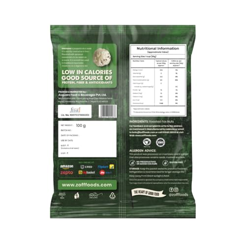 Image of Zoff Phool Makhana 100Gm | Super Crunchy & Roasted Fox Nuts | Handpicked & 100% Natural | Healthy Anytime Snack for All Ages (Pack of 2)