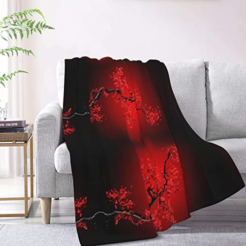 Couverture flanelle chaude et douce à fleurs rouges pour lit confortable