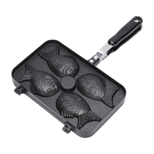 Plancha Para Gofres - Forma De | Molde Para Hornear Taiyaki De 4 Compartimentos Con Revestimiento Antiadherente es Y Sándwiches, Negro, Ideal Para El Hogar, Herramienta De Restaurante,