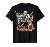 Hunting Deer Season Vintage Trump USA Flag Camouflage T-Shirt