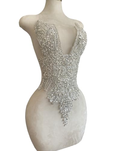 Handmade-Silver-Glass-Rhinestones-Bodice-lace-Applique-Hand-Sewing-Beaded-Sequins-Trim-Patches-for-Dress-Clothes-Skirts-Multiple-Design-Styles-Accessories-H