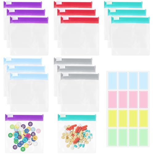 FLEXNOVA 15 Stück Mini Zip Beutel Klein 7 5 x 7 5 cm EVA Kleine Plastiktüten Zipper Tütchen Pill Organizer Wiederverschließbare Beutel Mehrfarbige Pillenbeutel mit Reißverschluss