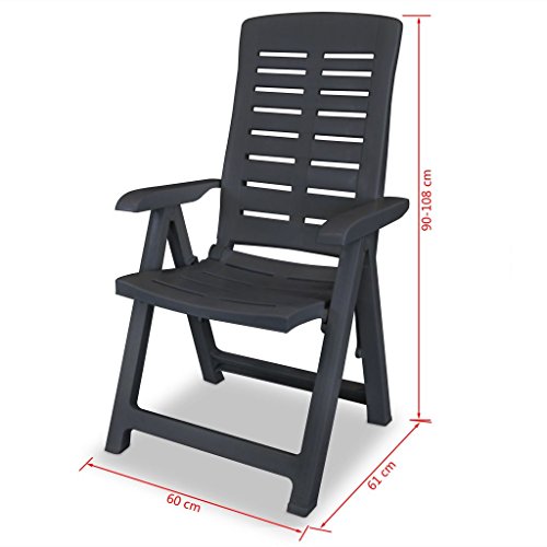 Ipae-Progarden Yuma Multi-Posizione Pieghevole poltrone, Antracite, 60 x 61 x 109 cm - 3
