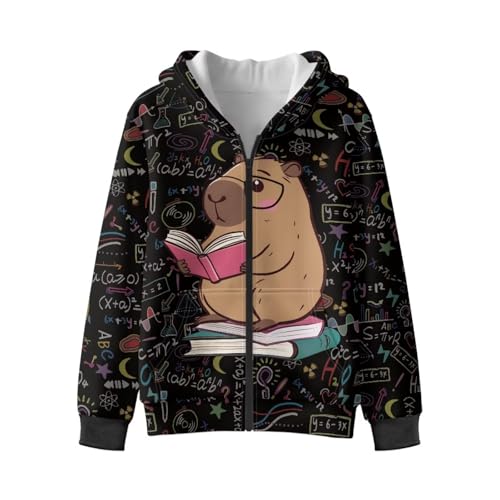 Animal Printed Girls Boys Zip-Up Hoodie Breathable Warm Fleece Sweatshirt with Pockets Casual Fall Outfits Size S-XL4