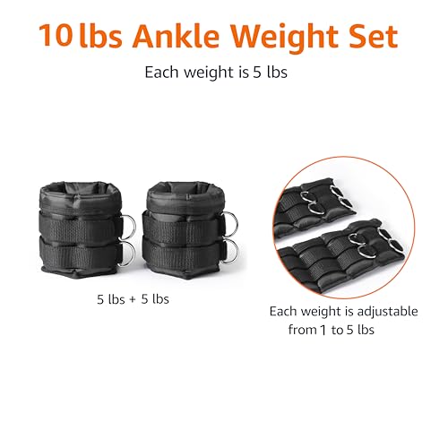 Image of Amazon Basics Adjustable Ankle Weights for Men & Women, for Workouts, Resistance Training, Walking, Black