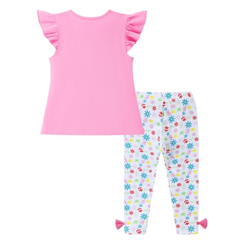 Image of HILEELANG Toddler Girl Easter Outfit Spring Summer Cotton Leggings Pants Tees Shirts Clothing Sets