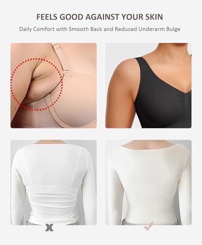 FeelinGirl Bras for Women No Underwire Seamless Smooth Bralette Full Coverage Comfy Everyday Bras with Wide Straps4