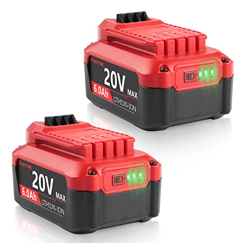 ã€Upgradeã€‘ Ahomtikk 20V 6.0Ah Replacement Battery for Craftsman V20 Lithium Ion Battery CMCB205 CMCB204 CMCB204-2 CMCB202 CMCB202-2 Craftsman 20 Volt Battery (2 Pack)