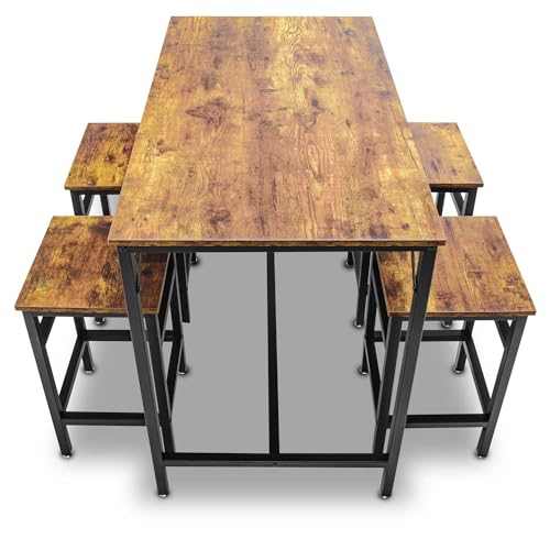 Frankystar Sabi - Tavolo Bar Con 4 Sgabelli Quadrati In Stile Industriale - 2