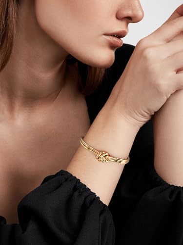 WOWORAMA Dainty Gold Cuff Bracelets for Women Delicate Thin Wire Open Bangle Bracelets Stackable Minimalist Wrist Cuff Bracelets Flexible Adjustable Size4