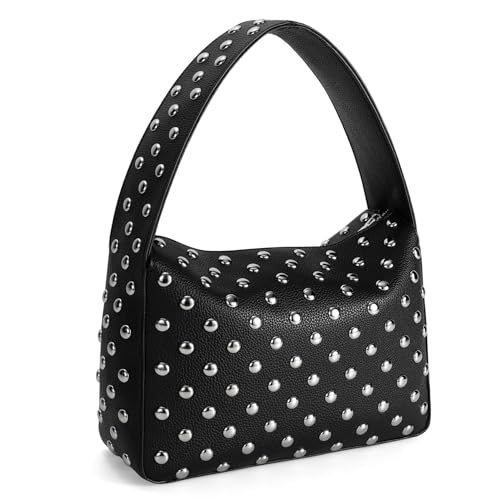 JASGOOD Studded Purse Black Shoulder Bag Vegan Leather