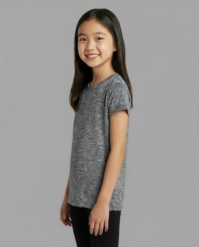 Real Essentials 5 Pack: Girls' Short Sleeve Dry-Fit Athletic T-Shirt - Active Gym Crew Neck Tops for Teens Kids (Ages 4-16) - Image 6