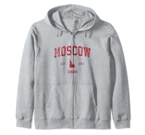 Moscow Idaho ID Diseño deportivo Vintage Impresión roja Sudadera con Capucha